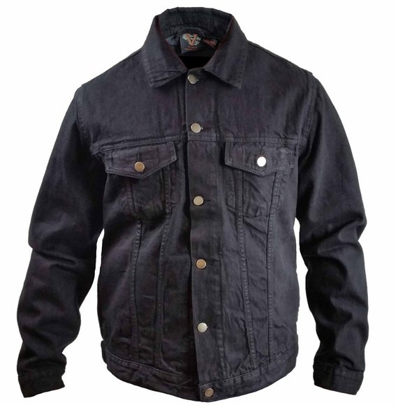 Men's Black ''Heavy Duty'' Denim Button Front Jacket - Picture 1 of 3